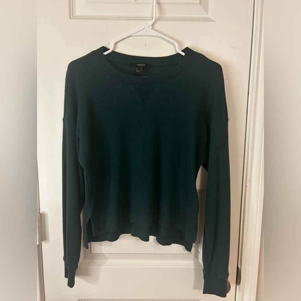 Crew Drop-Sleeve Crop Top - green
